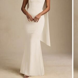 Oh Polly cream maxi dress with neck scarf size M